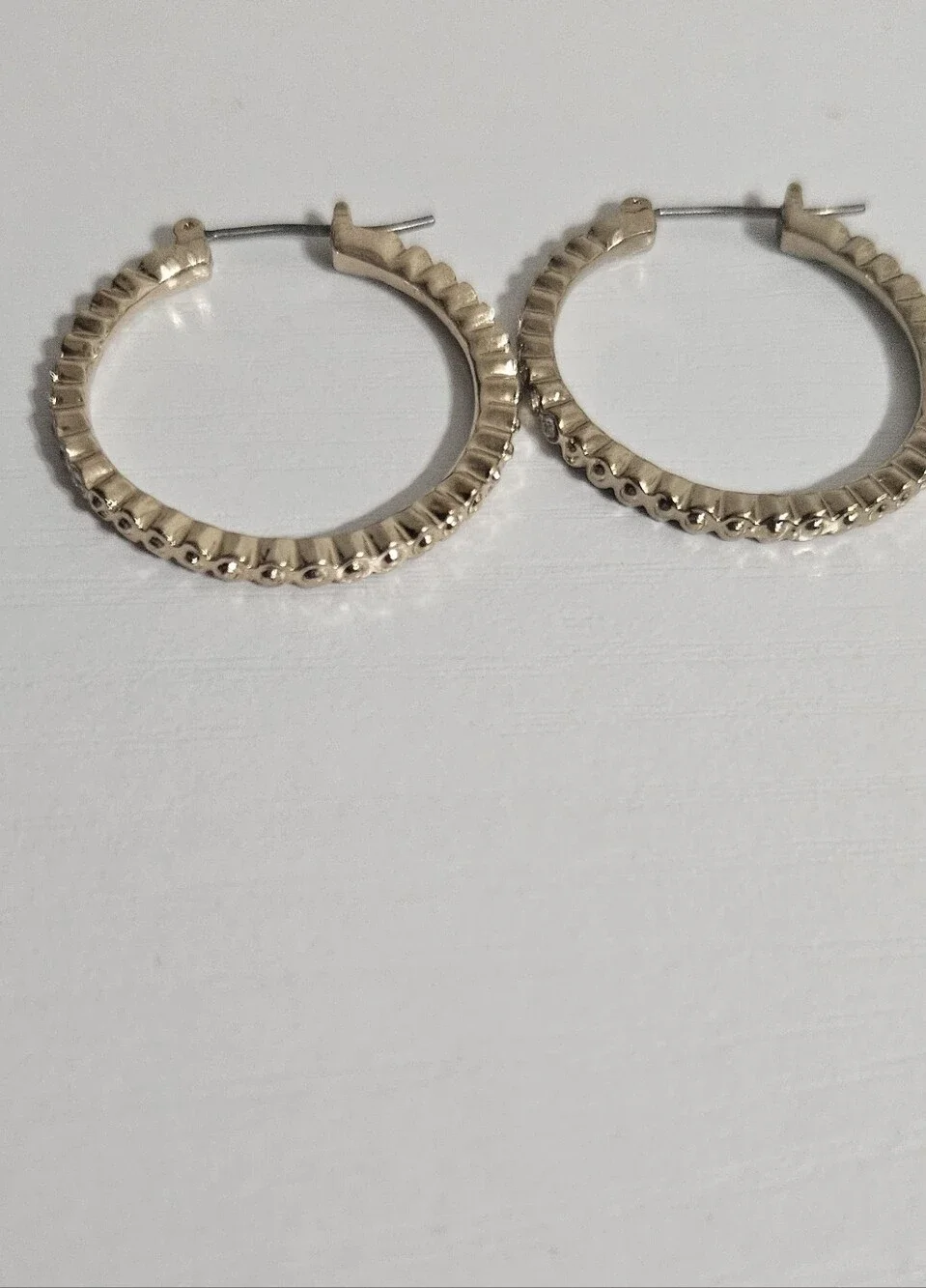 Avon Gold Textured Hoop Earrings - Scalloped Edge